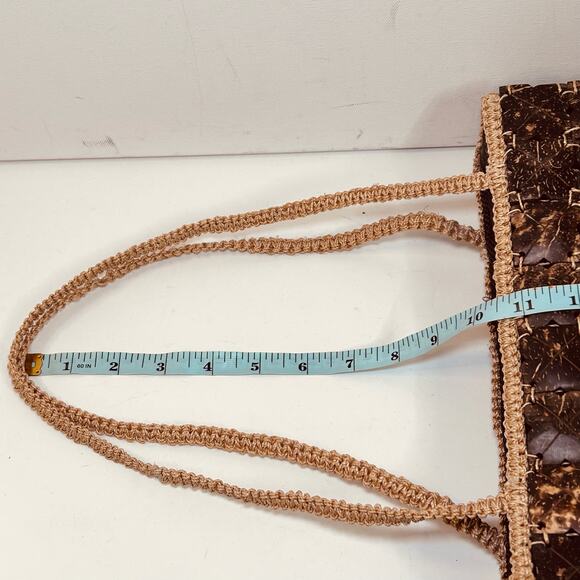 Vintage Coconut Shell Purse 70s 1970s Macrame Shoulder Bag Island Chic - Picture 12 of 12